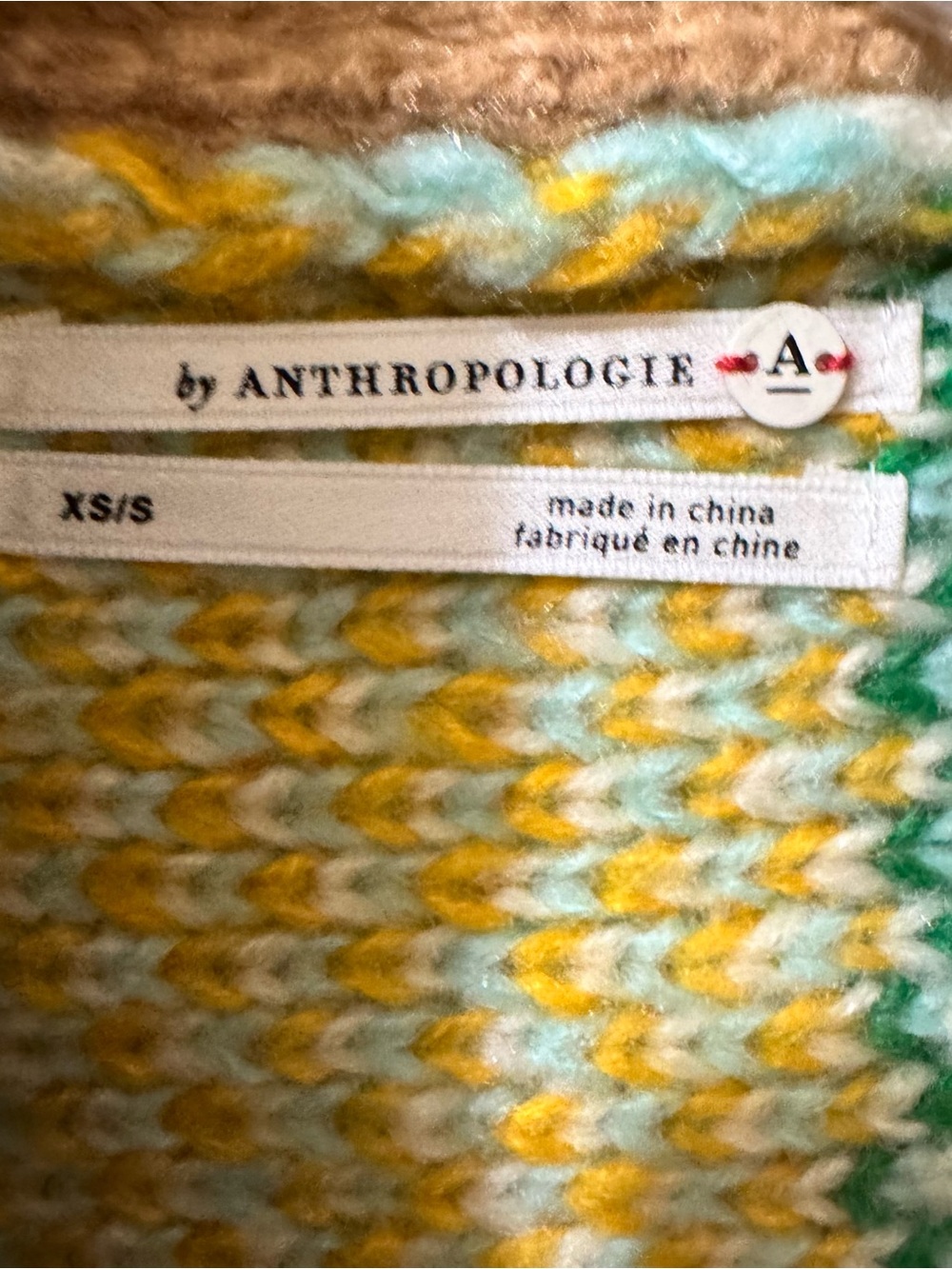 NWT Anthropologie Multicolor Fair Isle Shawl Collar Cardigan XS/S - Picture 4 of 8